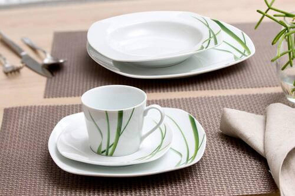 TAFELSERVICE Grün, Weiß Gianna 12-teilig  - Weiß/Grün, KONVENTIONELL, Keramik (27/21/27cm) - Ritzenhoff Breker