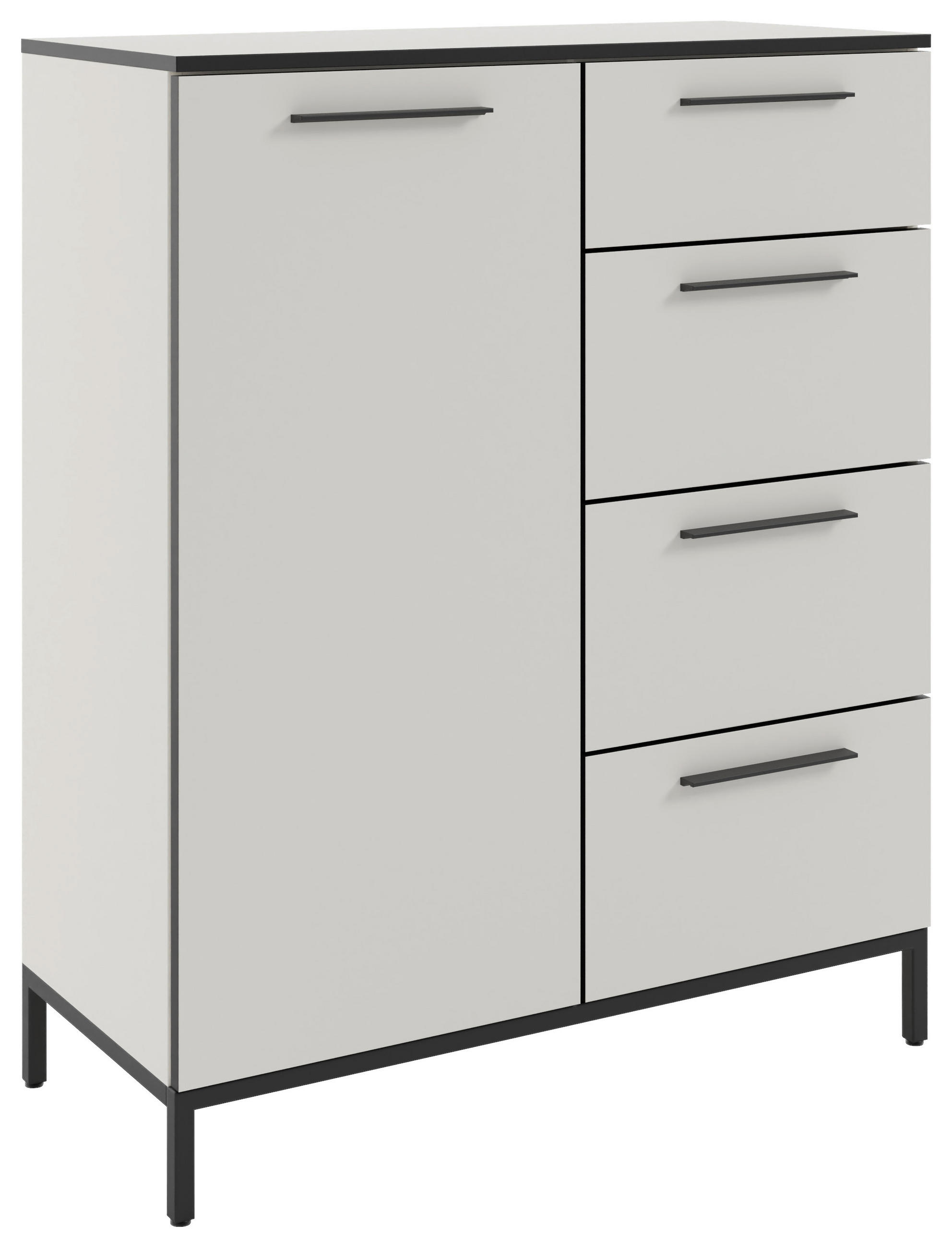 KOMMODE Soul  in 90/111/40 cm  - Schwarz/Weiß, MODERN, Holzwerkstoff/Metall (90/111/40cm)