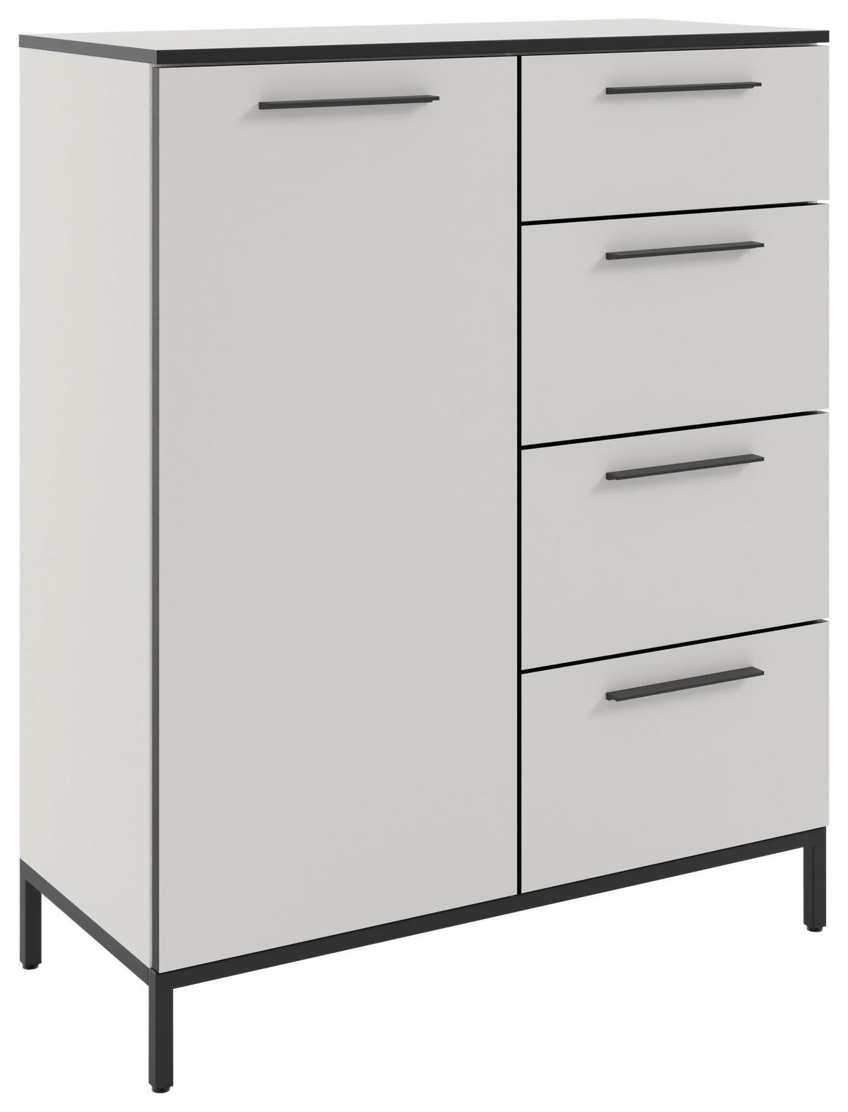 KOMMODE Soul  in 90/111/40 cm  - Schwarz/Weiß, MODERN, Holzwerkstoff/Metall (90/111/40cm)