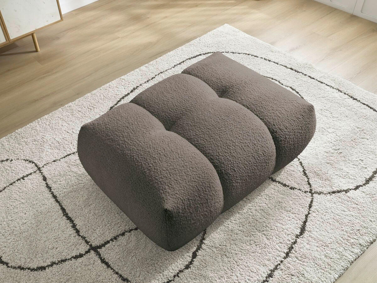 HOCKER FUJI  Bouclé Taupe  - Taupe/Schwarz, MODERN, Kunststoff/Textil (112/44/80cm)