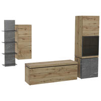 WOHNWAND 4-teilig  in  312/202/43 cm  - Design, Glas/Holz (312/202/43cm) - Voglauer