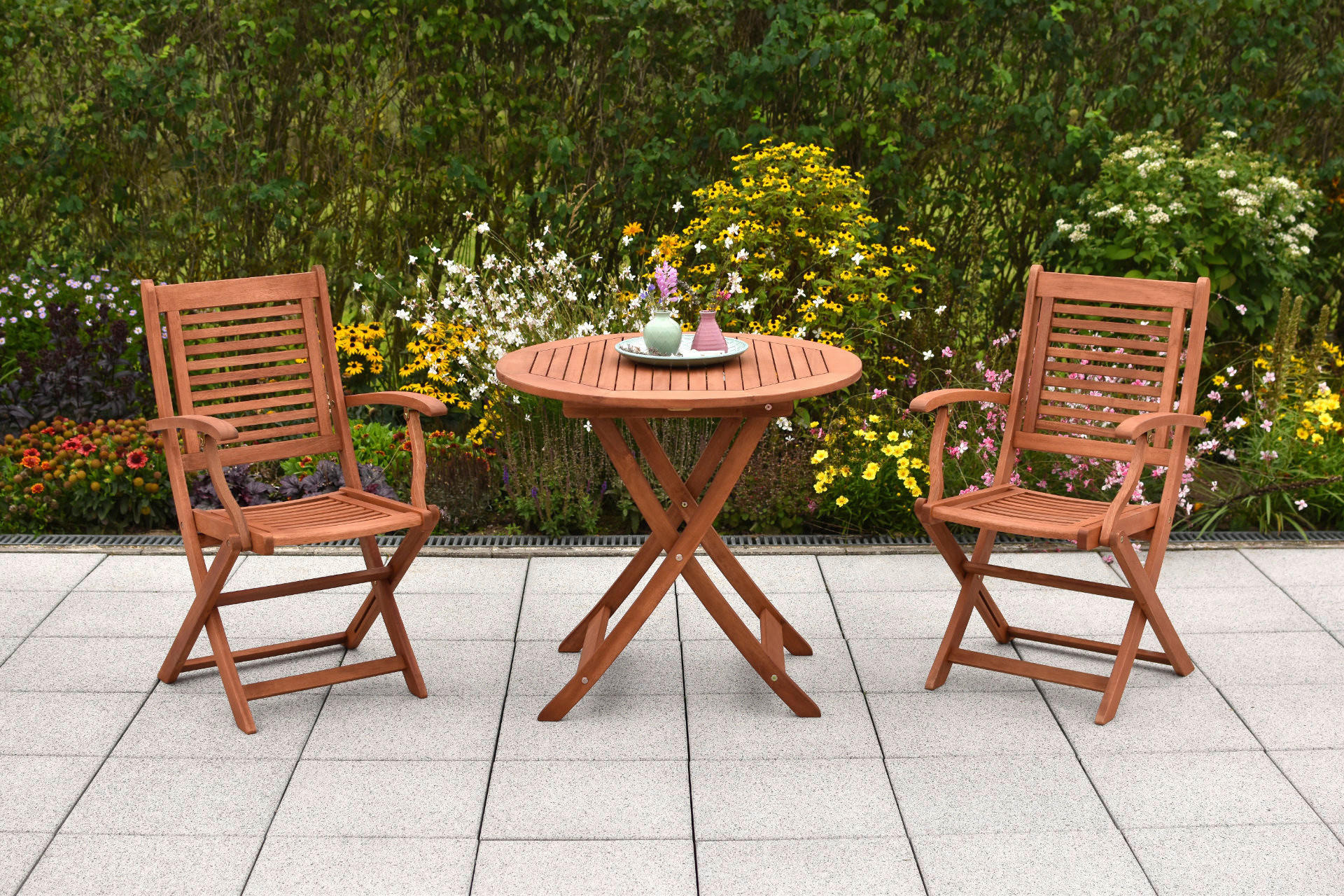 BALKONSET  3-teilig  - Naturfarben, MODERN, Holz - Gardenson