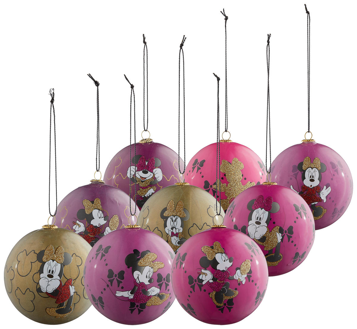 CHRISTBAUMKUGEL-SET 7,5 cm 9-teilig Minnie Mouse  - Multicolor, Trend, Kunststoff (7,5cm) - Disney