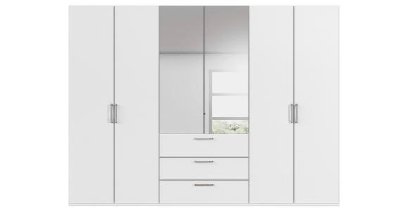 DREHTÜRENSCHRANK 301/223/61 cm,  in Weiß, 6-türig  - Chromfarben/Edelstahlfarben, Basics, Glas/Holzwerkstoff (301/223/61cm) - Novel