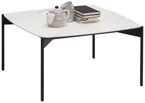 COUCHTISCH 65/65/35 cm quadratisch Creme, Schwarz  - Creme/Schwarz, Design, Keramik/Metall (65/65/35cm) - Venjakob
