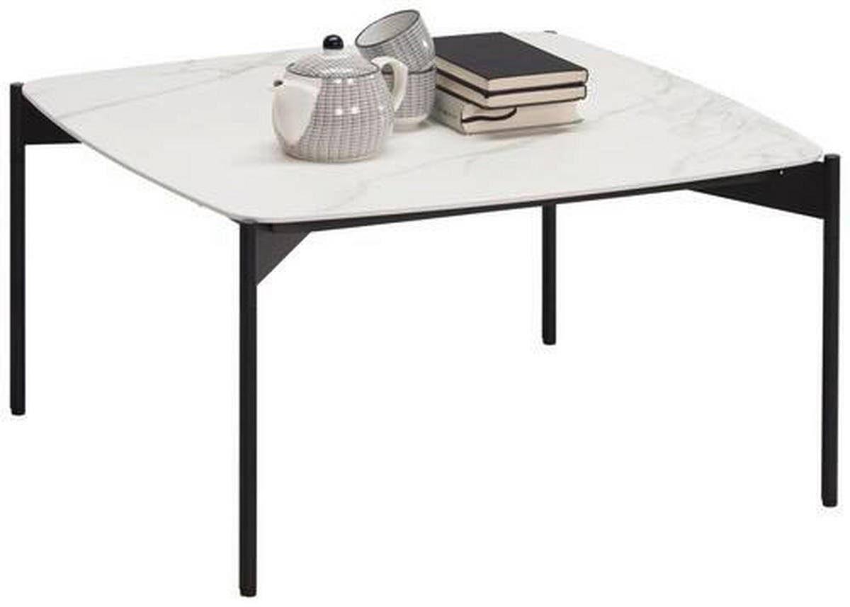 TABLE BASSE in Metall, Keramik 65/65/35 cm   - Creme/Schwarz, Design, Keramik/Metall (65/65/35cm) - Venjakob