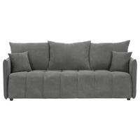 SCHLAFSOFA Plüsch Grau  inkl. Zierkissen, Rückenkissen, Bettkasten, Schlaffunktion, Rücken echt, Liegefläche im Originalstoff  - Schwarz/Grau, KONVENTIONELL, Kunststoff/Textil (200/73/105cm) - Carryhome
