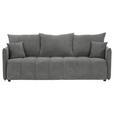 SCHLAFSOFA Plüsch Grau  inkl. Zierkissen, Rückenkissen, Bettkasten, Schlaffunktion, Rücken echt, Liegefläche im Originalstoff  - Schwarz/Grau, KONVENTIONELL, Kunststoff/Textil (200/73/105cm) - Carryhome