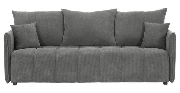 SCHLAFSOFA Plüsch Grau  inkl. Zierkissen, Rückenkissen, Bettkasten, Schlaffunktion, Rücken echt, Liegefläche im Originalstoff  - Schwarz/Grau, KONVENTIONELL, Kunststoff/Textil (200/73/105cm) - Carryhome