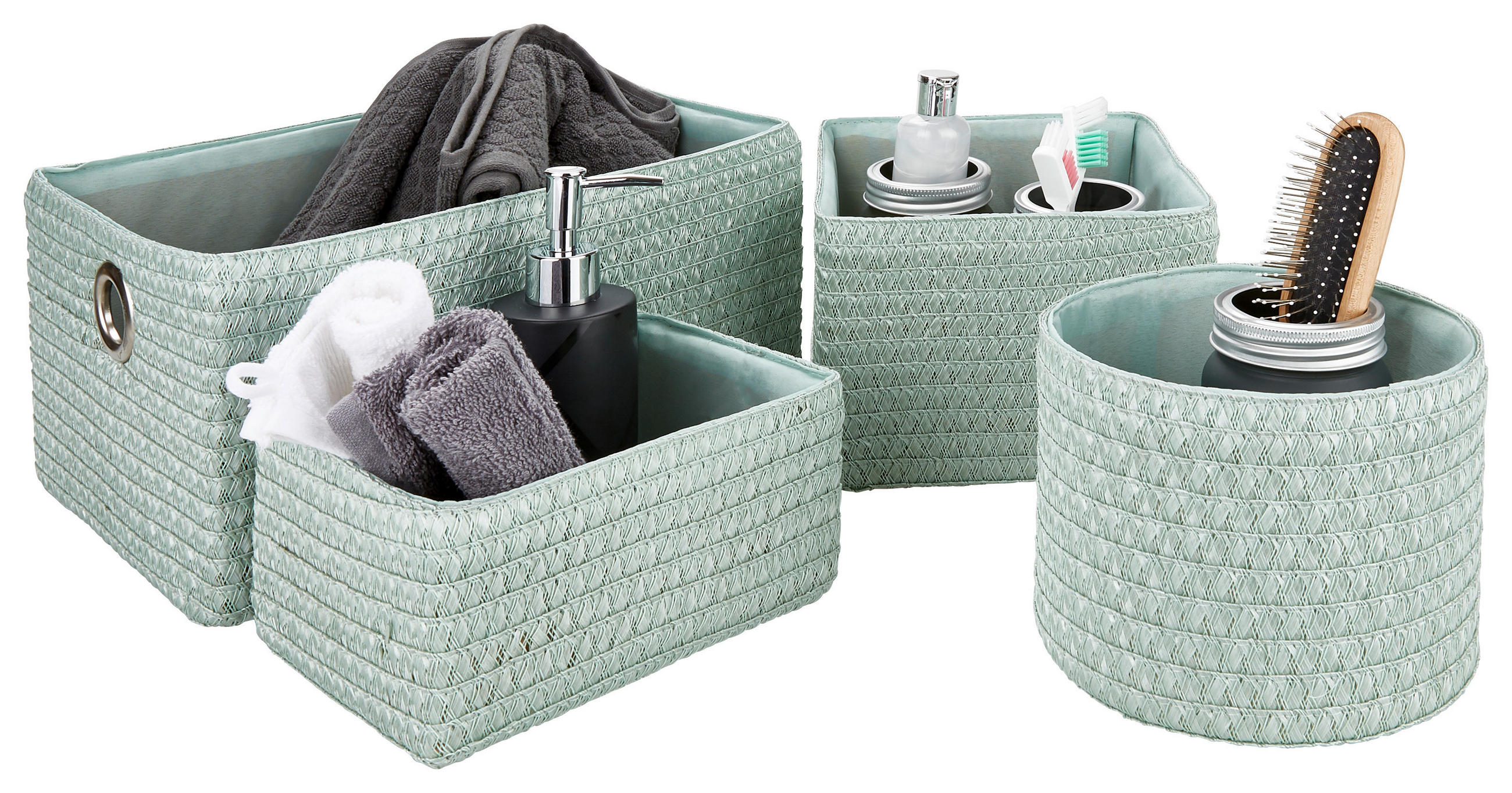 Aufbewahrungskorb Ingetraud 4tlg Kunststoff/leinen Mint