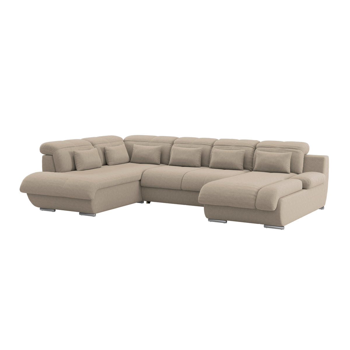 WOHNLANDSCHAFT MULTI Braun Chenille  - Chromfarben/Braun, MODERN, Textil/Metall (228/345/184cm) - Livetastic