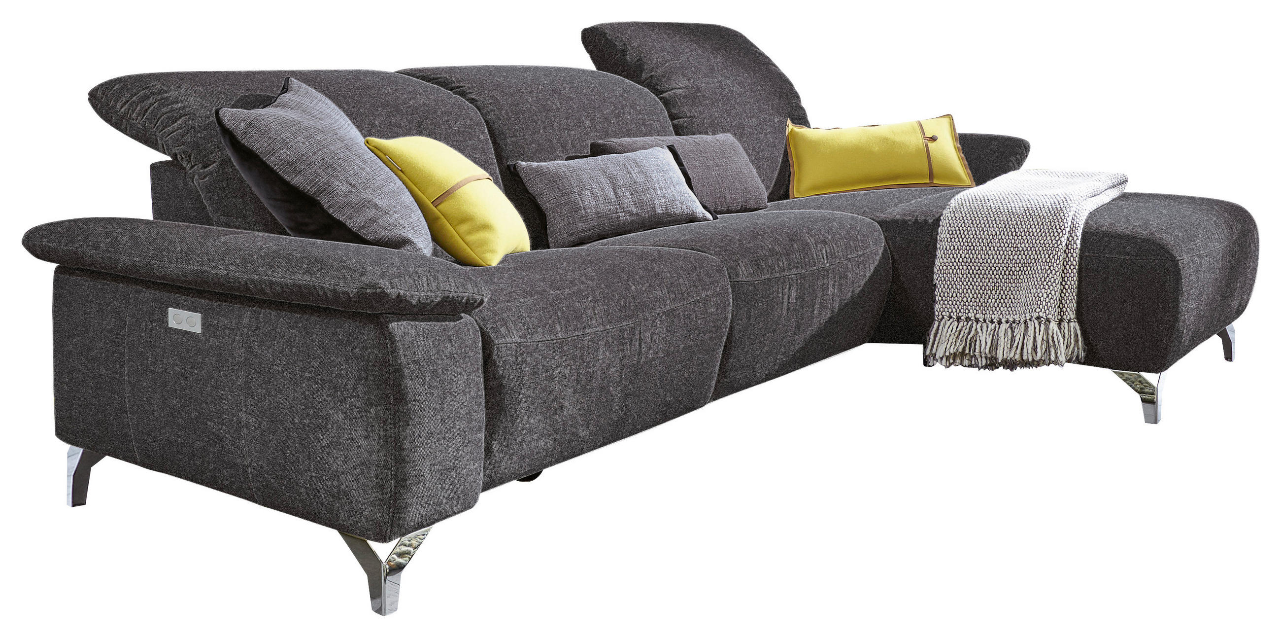 ECKSOFA Anthrazit Flachgewebe - Chromfarben/Anthrazit, Design, Textil (280/180cm) - Musterring
