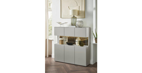 HIGHBOARD Hellgrau  121,9/121,5/45,2 cm  - Hellgrau/Schwarz, Design, Glas/Keramik (121,9/121,5/45,2cm) - Dieter Knoll