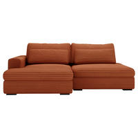 ECKSOFA Bronzefarben Cord  - Schwarz/Bronzefarben, Design, Kunststoff/Textil (158/223cm) - home24