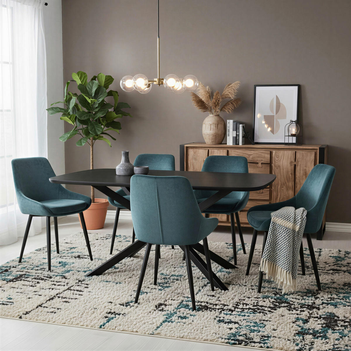 SIDEBOARD  140/90/40 cm 3 Schublade(n)  - Schwarz/Naturfarben, Design, Holz/Metall (140/90/40cm) - MID.YOU