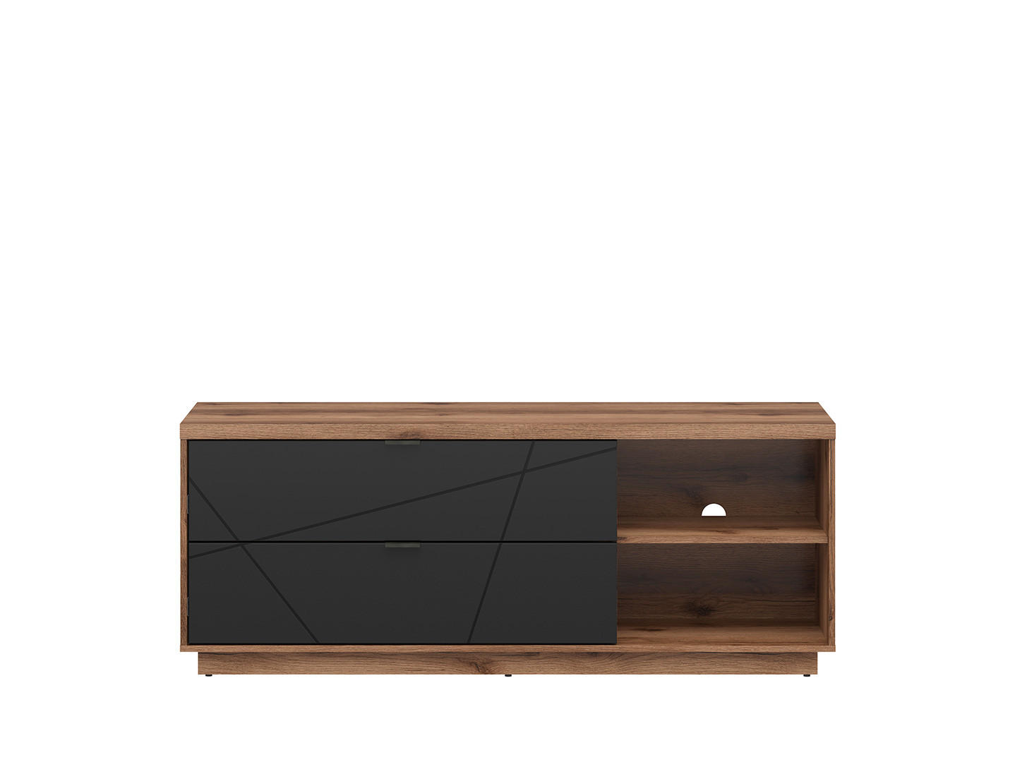 COMODĂ TV 156/61/42,5 cm  - culoare lemn stejar/negru, Basics, plastic/metal (156/61/42,5cm) - Hom`in