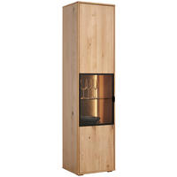VITRINE Eiche Bianco  50,1/197,6/42 cm  - Eiche Bianco/Schwarz, Natur, Glas/Holz (50,1/197,6/42cm) - Linea Natura