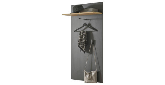 GARDEROBENPANEEL in 64/130/28 cm - Schwarz/Eiche Artisan, Design, Holzwerkstoff (64/130/28cm) - Carryhome
