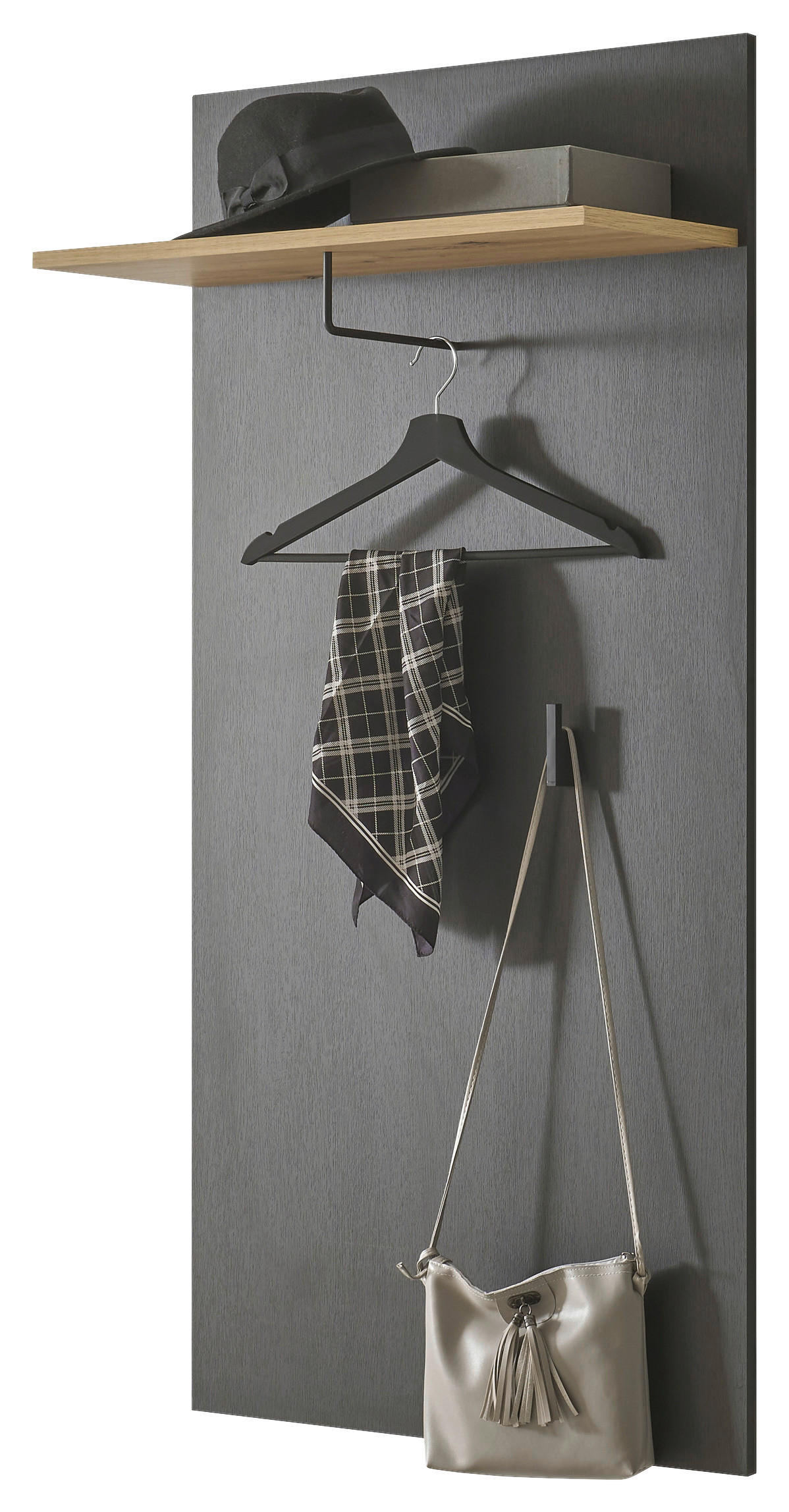 GARDEROBENPANEEL  in 64/130/28 cm  - Schwarz/Eiche Artisan, Design, Holzwerkstoff (64/130/28cm)