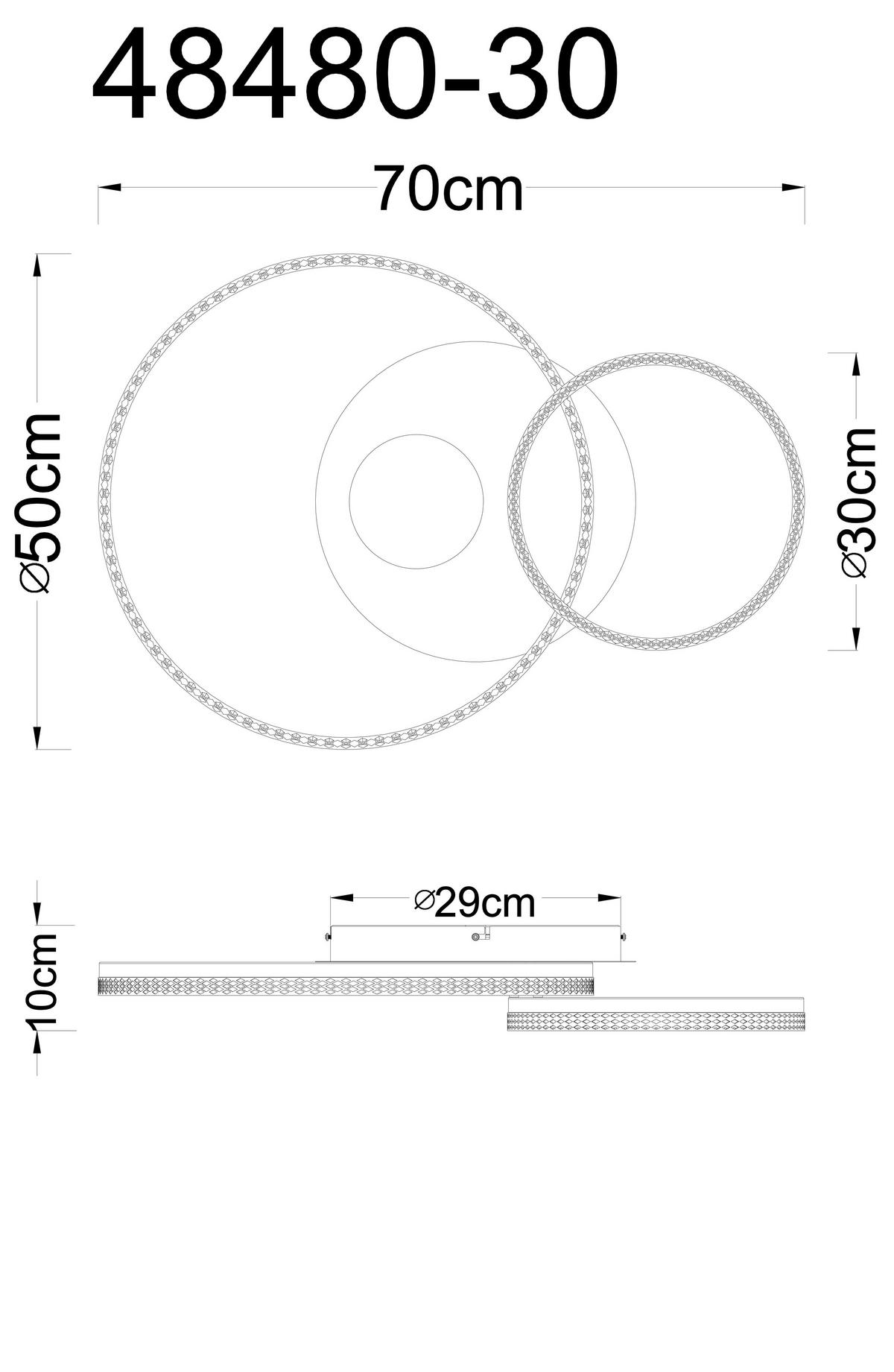 LED-DECKENLEUCHTE Sanford 70/50/11 cm  - Sandfarben/Klar, Design, Kunststoff/Metall (70/50/11cm) - Globo