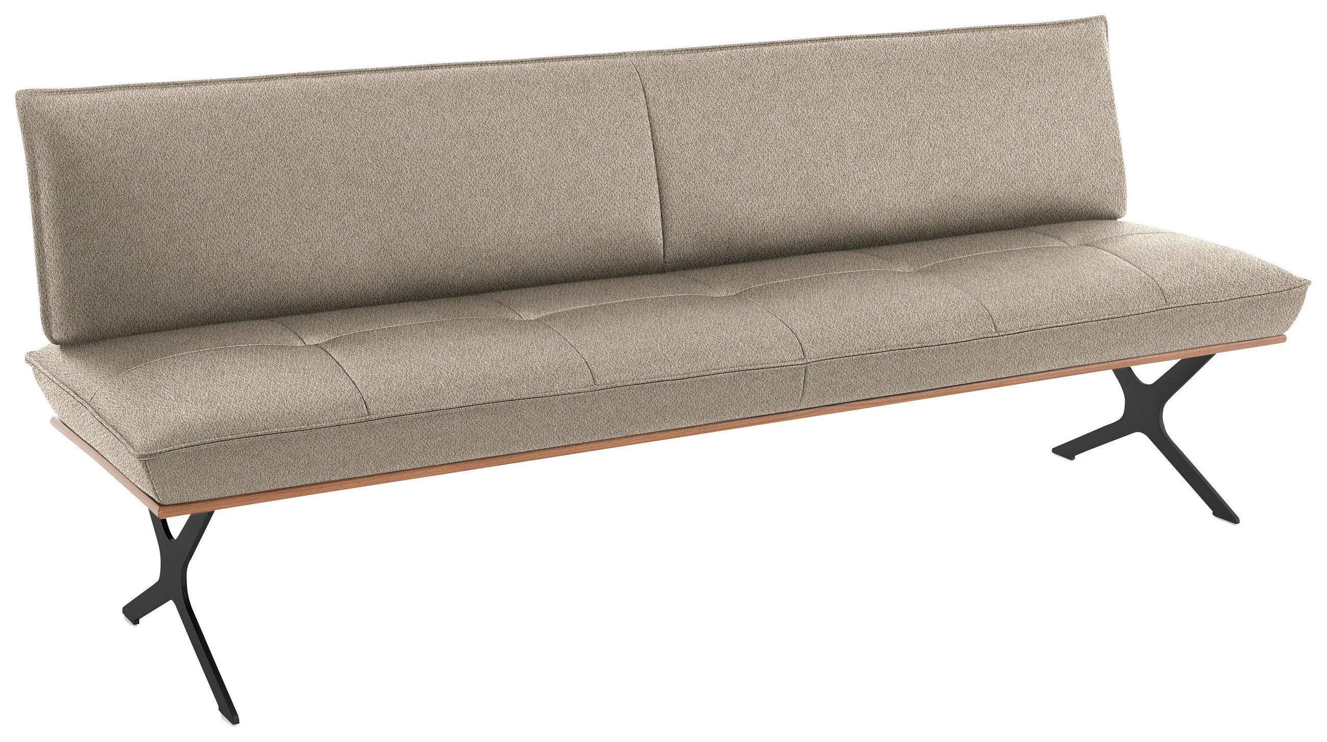 SITZBANK in Holz, Textil Schwarz, Nussbaumfarben, Beige  - Beige/Nussbaumfarben, Design, Holz/Textil (214/88/66cm) - Koinor