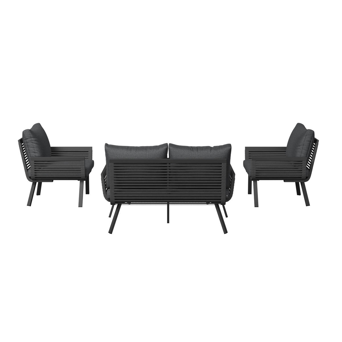 LOUNGEGARNITUR Aluminium  - Anthrazit/Schwarz, MODERN, Glas/Textil (125/74/74cm) - Ambia Garden