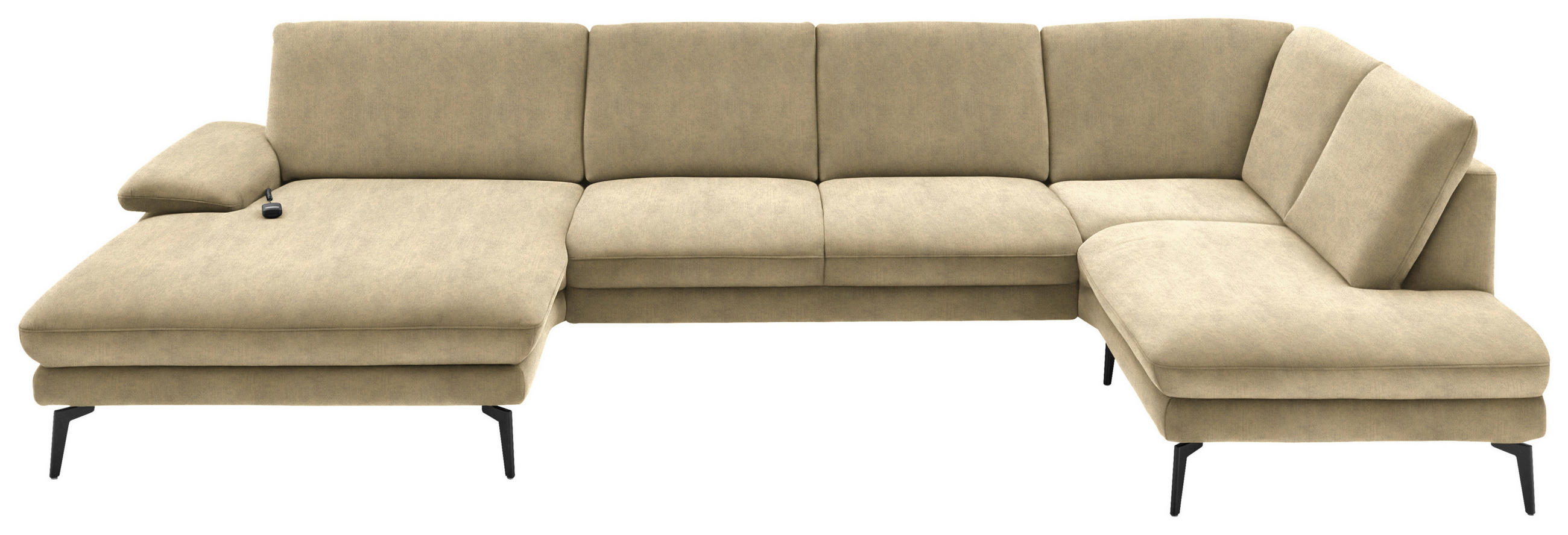 WOHNLANDSCHAFT in Velours Cappuccino  - Schwarz/Cappuccino, Design, Textil/Metall (180/344/208cm) - Dieter Knoll