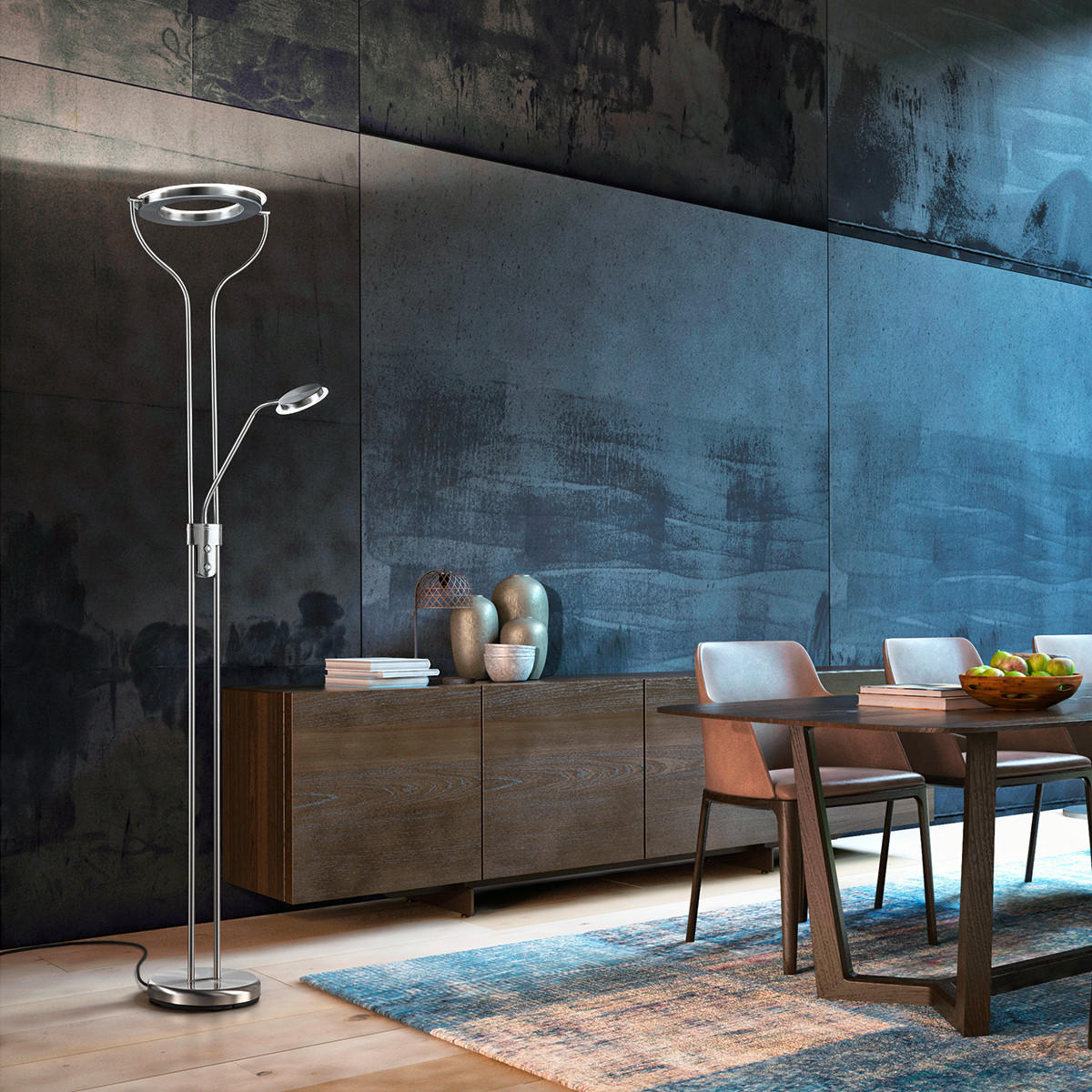 LED-DECKENFLUTER 36/47/180 cm    - Nickelfarben, Design, Metall (36/47/180cm) - Fischer & Honsel