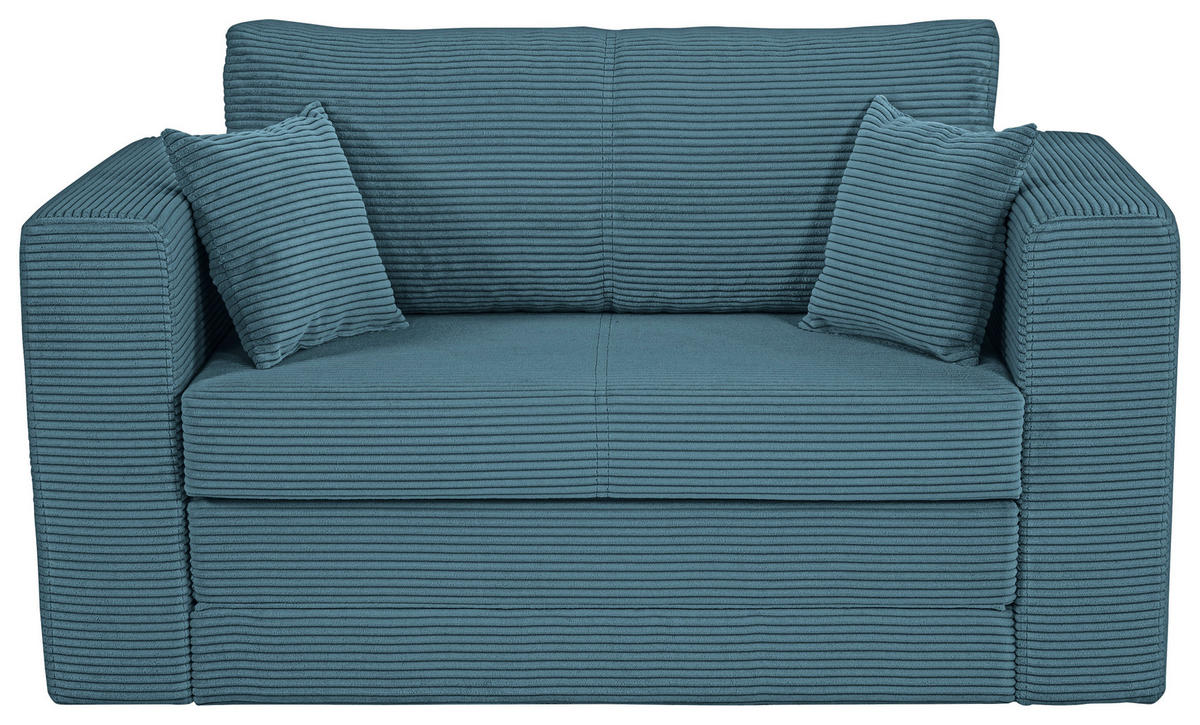 JUGEND- UND KINDERSOFA Cord Türkis  - Türkis/Schwarz, KONVENTIONELL, Textil (136/78/72cm) - Xora