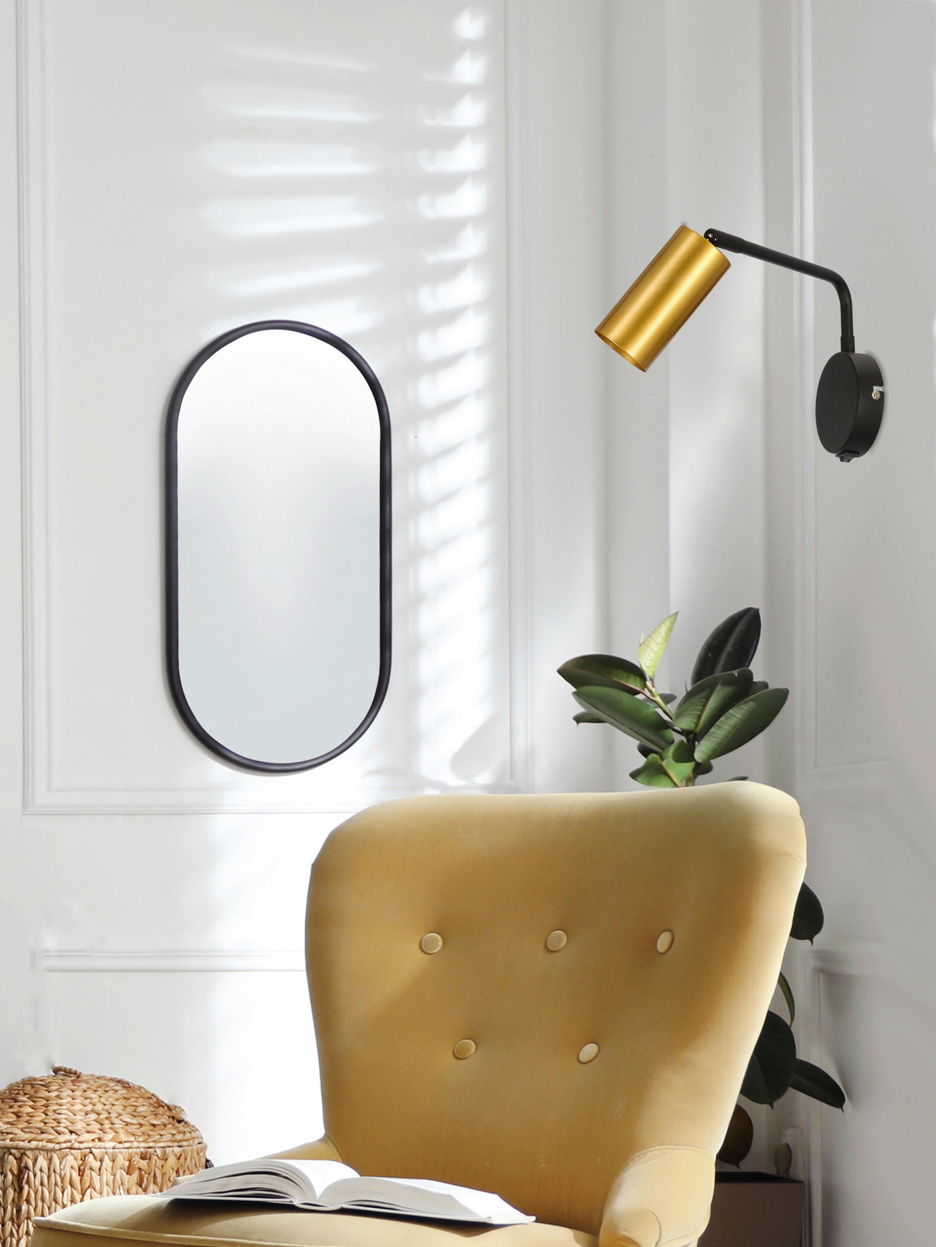VÄGGLAMPA 9/31/15 cm   - svart/guldfärgad, Design, metall (9/31/15cm)