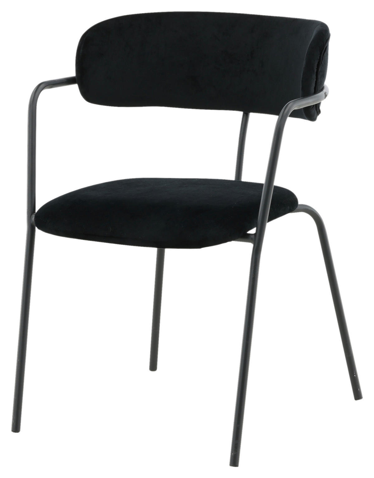 STUHL-SET 2 Stück  in Stahl Samt  - Schwarz, Design, Textil/Metall (58/79/61cm) - Livetastic