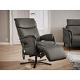 RELAXSESSEL in Leder Dunkelgrau  - Dunkelgrau/Schwarz, Design, Leder/Metall (70/117/85cm) - Dieter Knoll