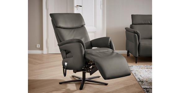 RELAXSESSEL in Leder Dunkelgrau - Dunkelgrau/Schwarz, Design, Leder/Metall (70/117/85cm) - Dieter Knoll