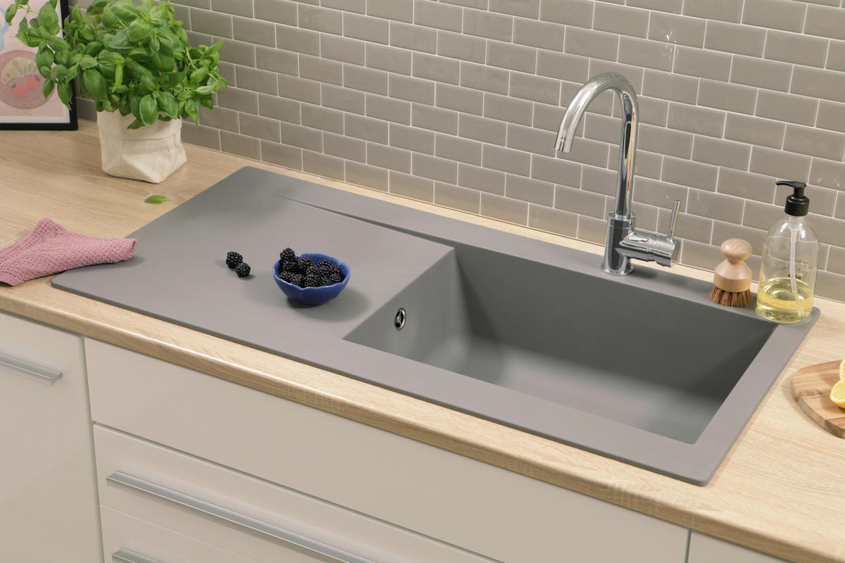 SPÜLE DENVER100X501BG  - Grau, Trend, Glas/Kunststoff (100/19,8/50cm) - Respekta