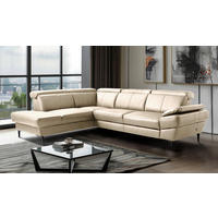 ECKSOFA Grau Echtleder Lederlook Bettkasten, Schlaffunktion, Rücken echt, Armteilverstellung, Kopfteilverstellung  - Schwarz/Grau, Design, Leder/Textil (211/264cm) - Livetastic