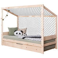 AUSZIEHBETT 90/200 cm,  in Naturfarben, Bettkasten, Befestigungsmaterial, Rollrost für Zusatzbett, Rollrost für Hauptbett, Matratze für Hauptbett  - Naturfarben, MODERN, Holz/Textil (90/200cm) - Livetastic