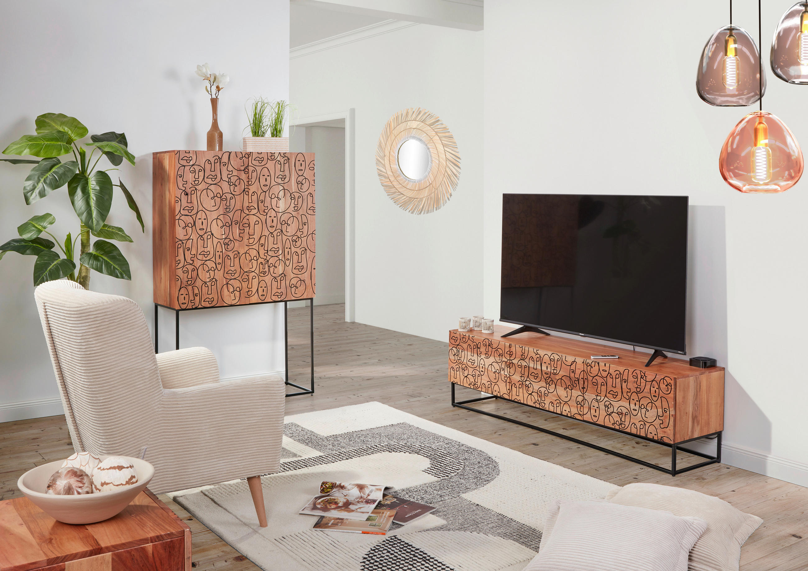 HIGHBOARD  in 90/150/38 cm  - Schwarz/Naturfarben, LIFESTYLE, Holz/Metall (90/150/38cm) - Landscape