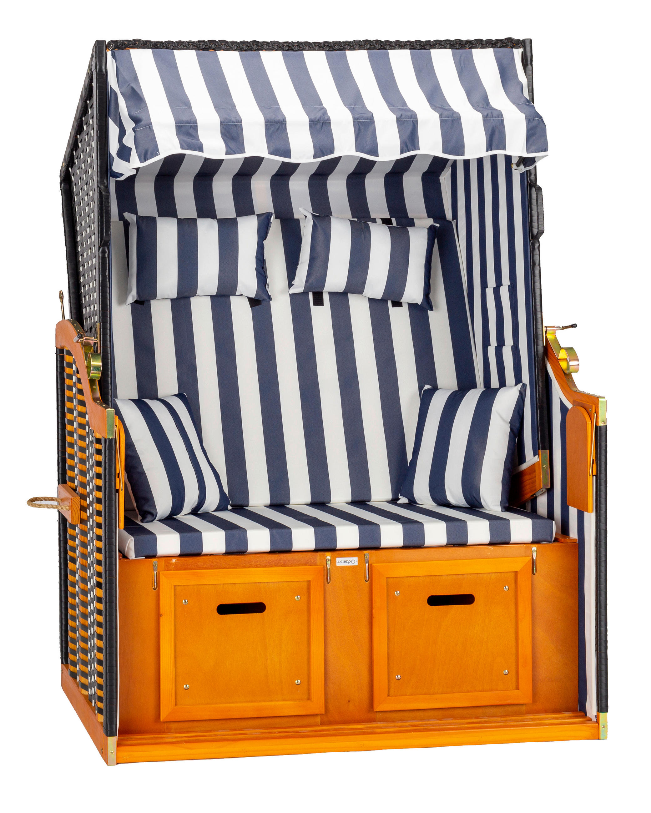 STRANDKORB - Blau/Weiß, Basics, Holz/Textil (116/160/72cm) - Acamp