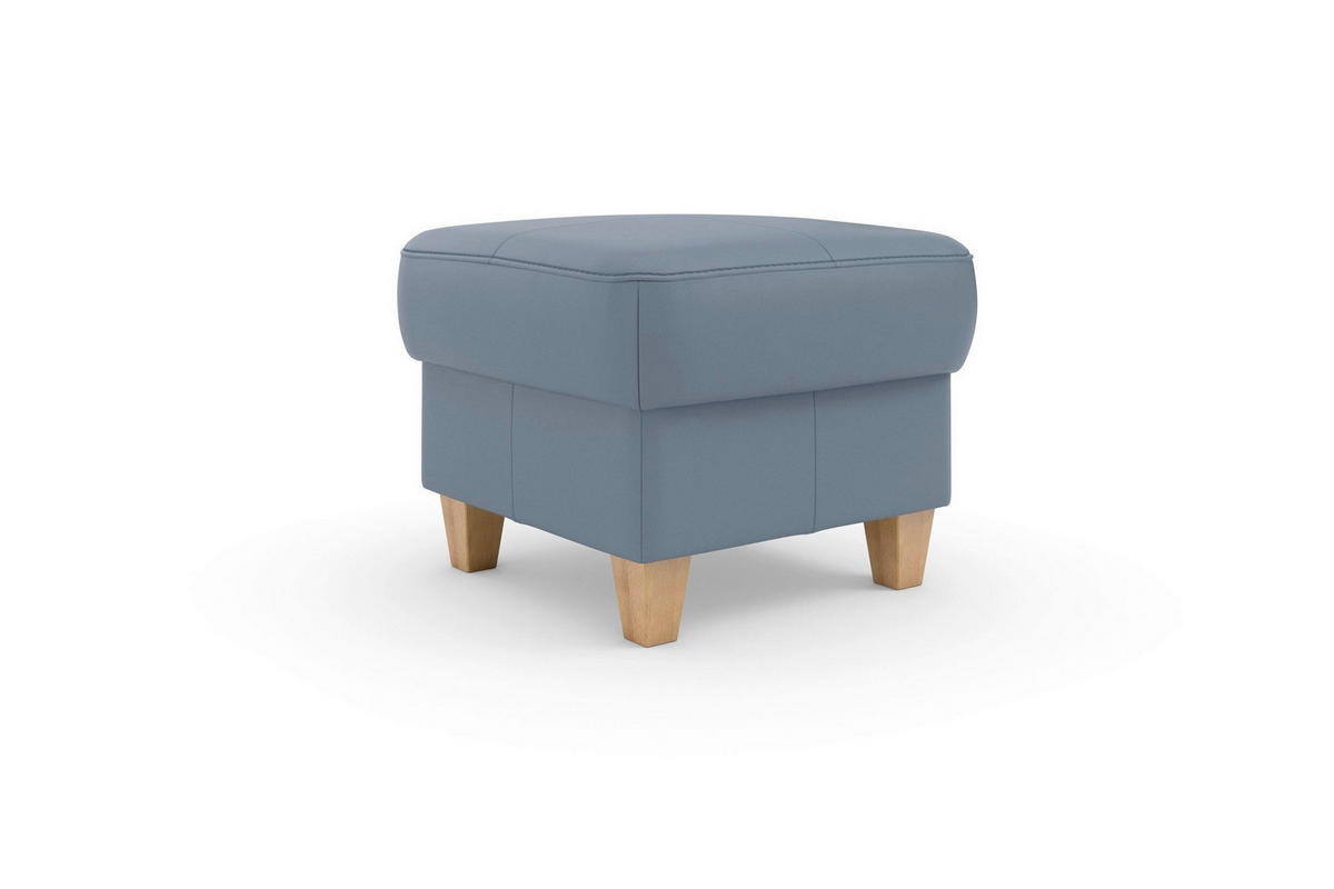 TABURETKA, koža, 58/48/58 cm - sivomodrá/farba duba, Basics, koža/drevo (58/48/58cm) - Sit & More