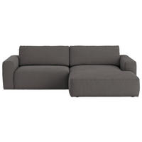 ECKSOFA in Webstoff Dunkelgrau  - Dunkelgrau/Schwarz, Modern, Kunststoff/Textil (283/175cm) - MID.YOU