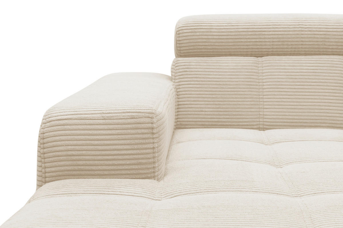 ECKSOFA TRENTO Creme Mikrofaser  - Dunkelgrau/Creme, MODERN, Textil/Metall (287/175cm) - MID.YOU