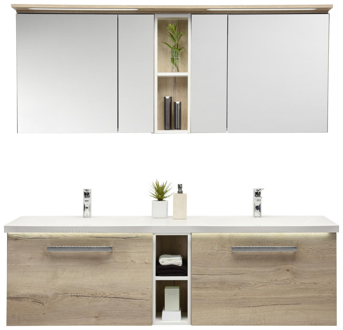 KOPALNICA  barve hrasta  - barve hrasta/bela, Design, kamen/steklo (170cm)