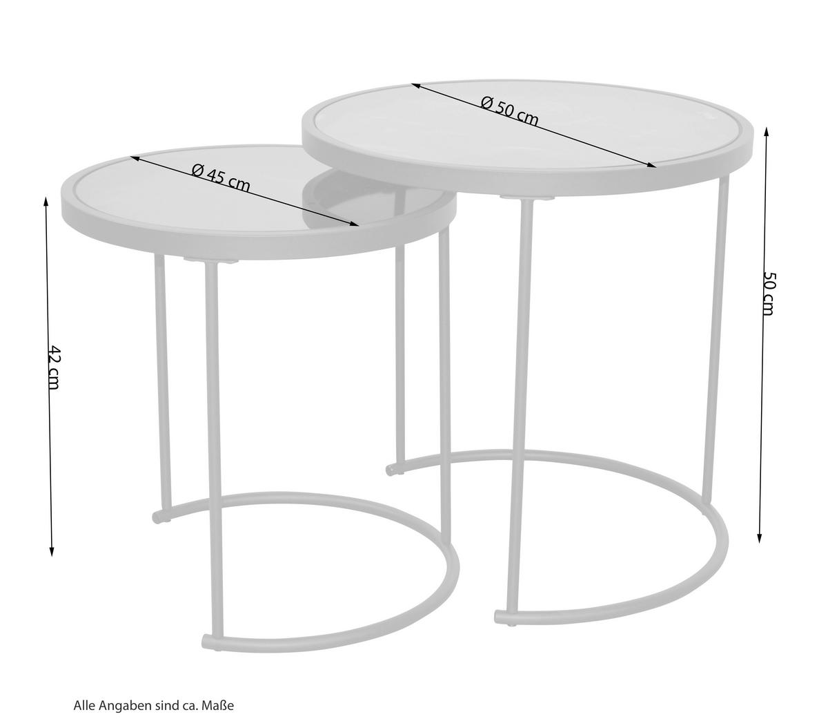 BEISTELLTISCHSET rund Schwarz  - Schwarz/Braun, Design, Glas/Metall (50/50/50cm) - MID.YOU