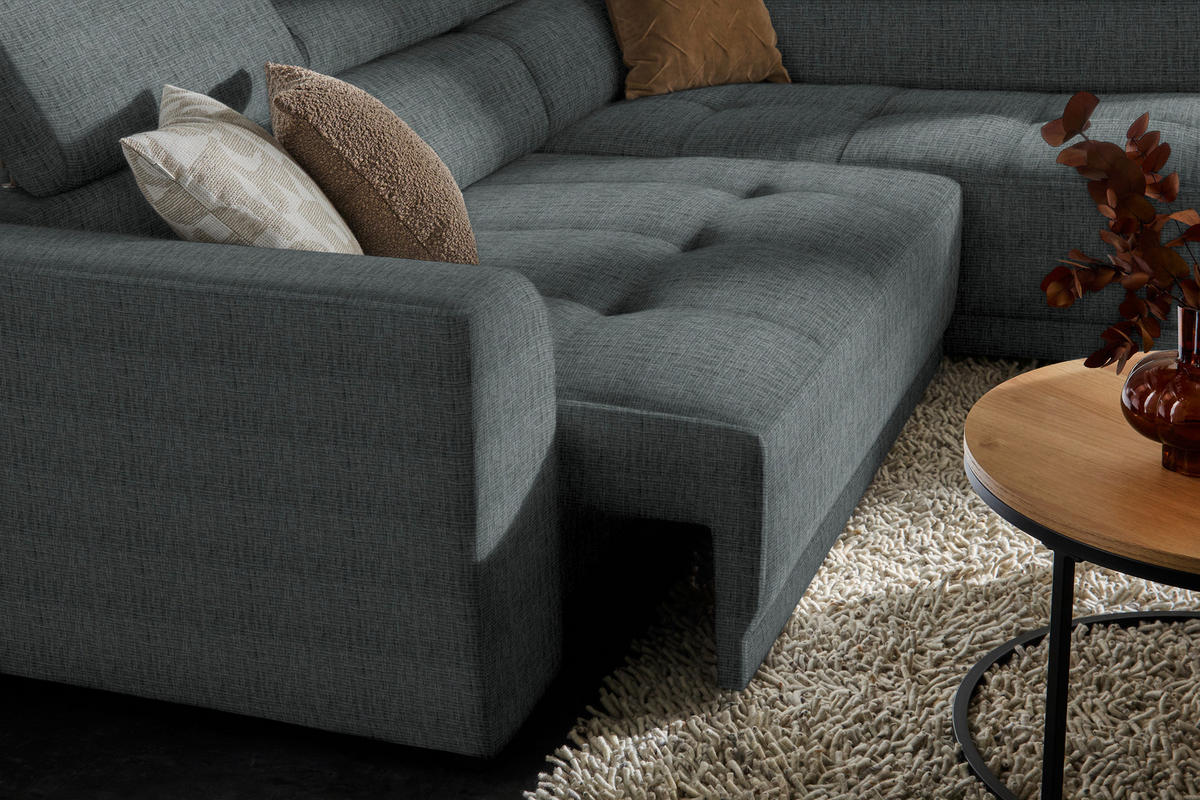 ECKSOFA in Chenille Grau  284/205 cm  - Schwarz/Grau, Design, Kunststoff/Textil (284/205cm) - Xora