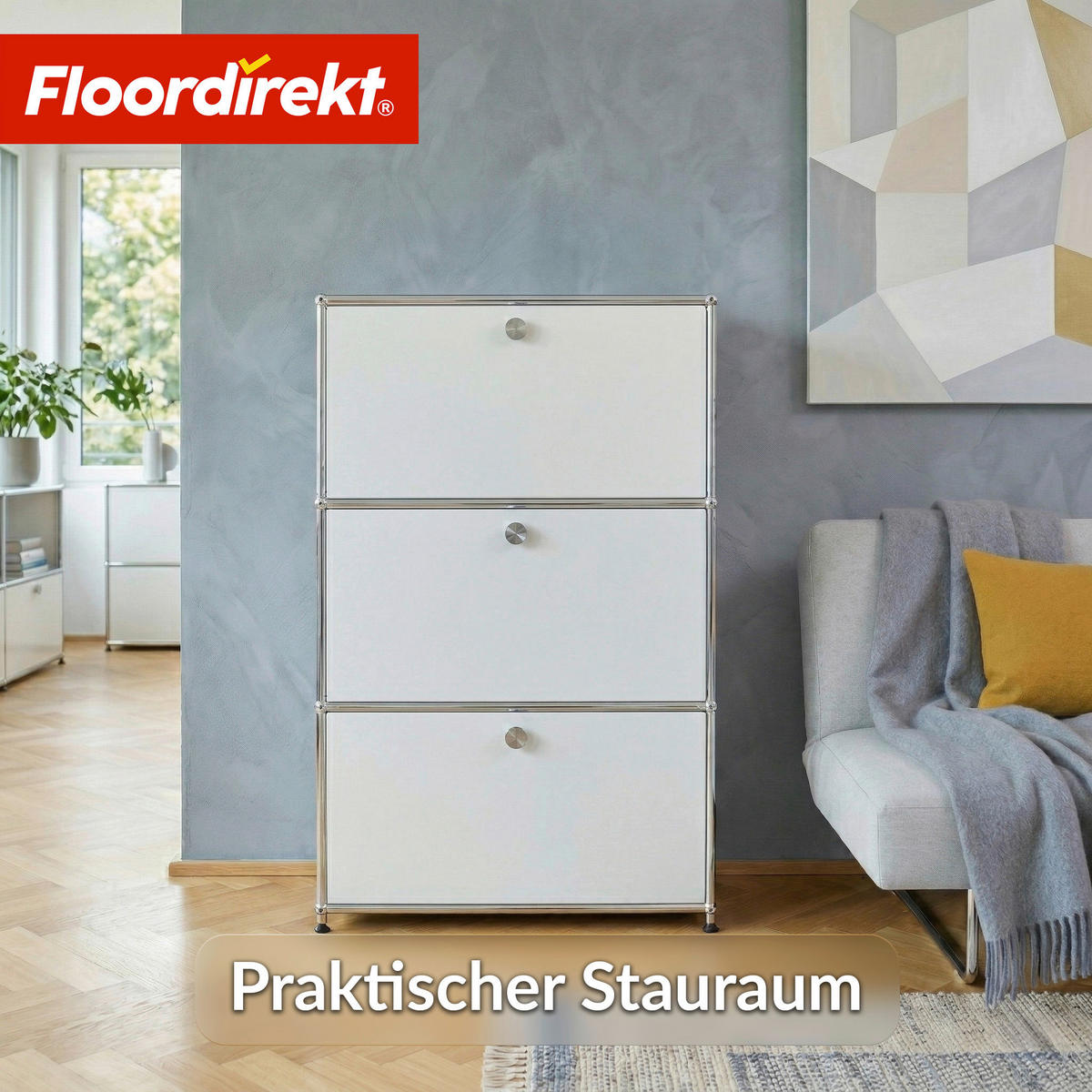 STANDREGAL Weiß  - Weiß, Basics, Metall (75/120/40cm) - Floordirekt