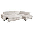 ECKSOFA in Cord Creme  - Creme/Schwarz, Design, Textil/Metall (313/242cm) - Xora