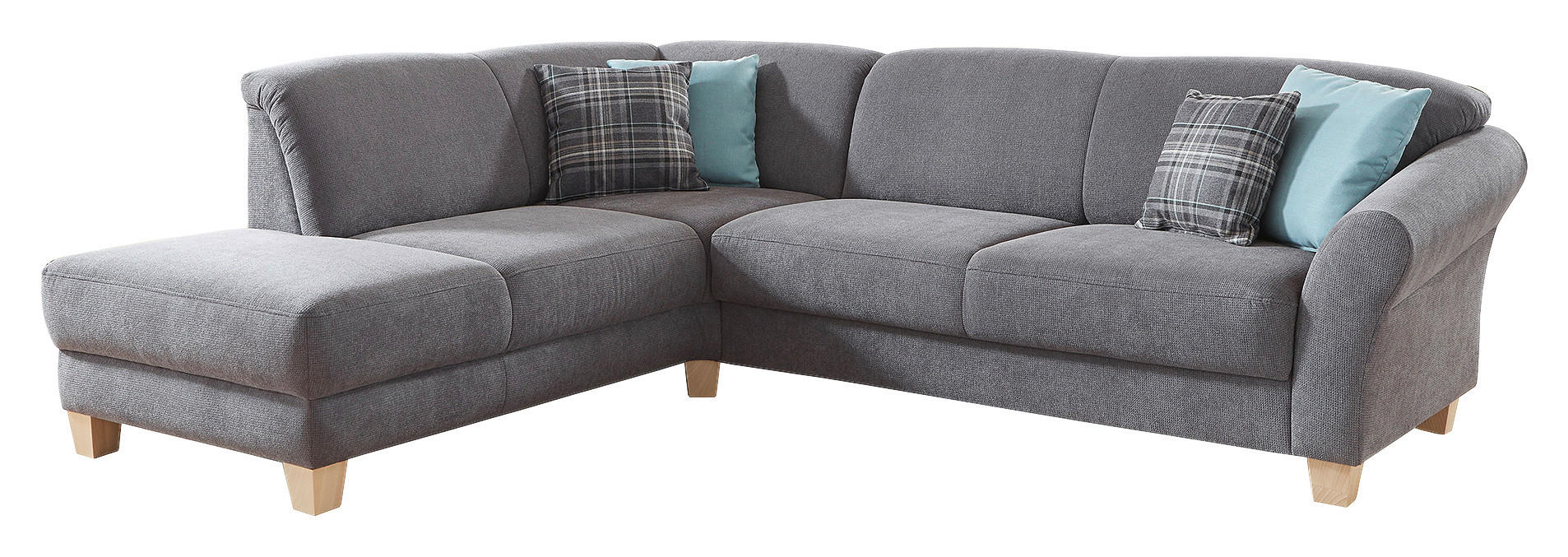 ECKSOFA in Flachgewebe Grau  - Naturfarben/Grau, Konventionell, Holz/Textil (212/257cm) - Sit & More