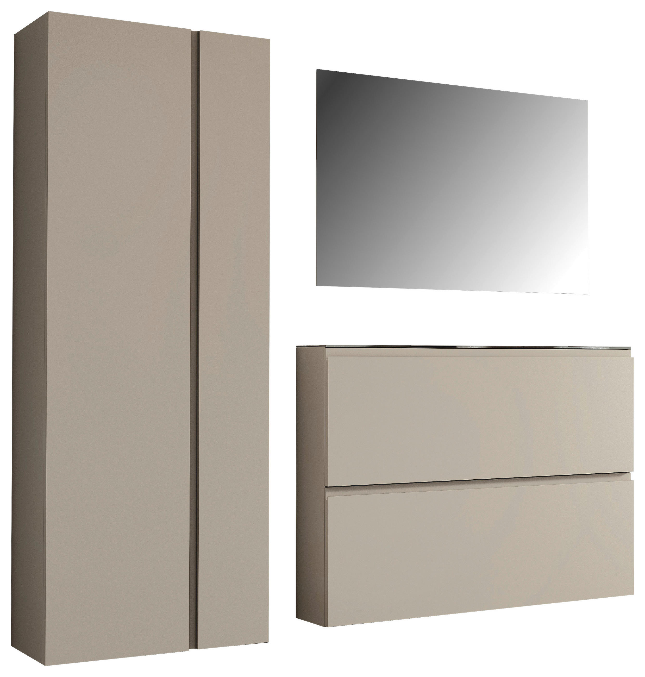 GARDEROBE 3-teilig 180/185/33 cm  - Taupe, Design, Glas/Holzwerkstoff (180/185/33cm) - Moderano