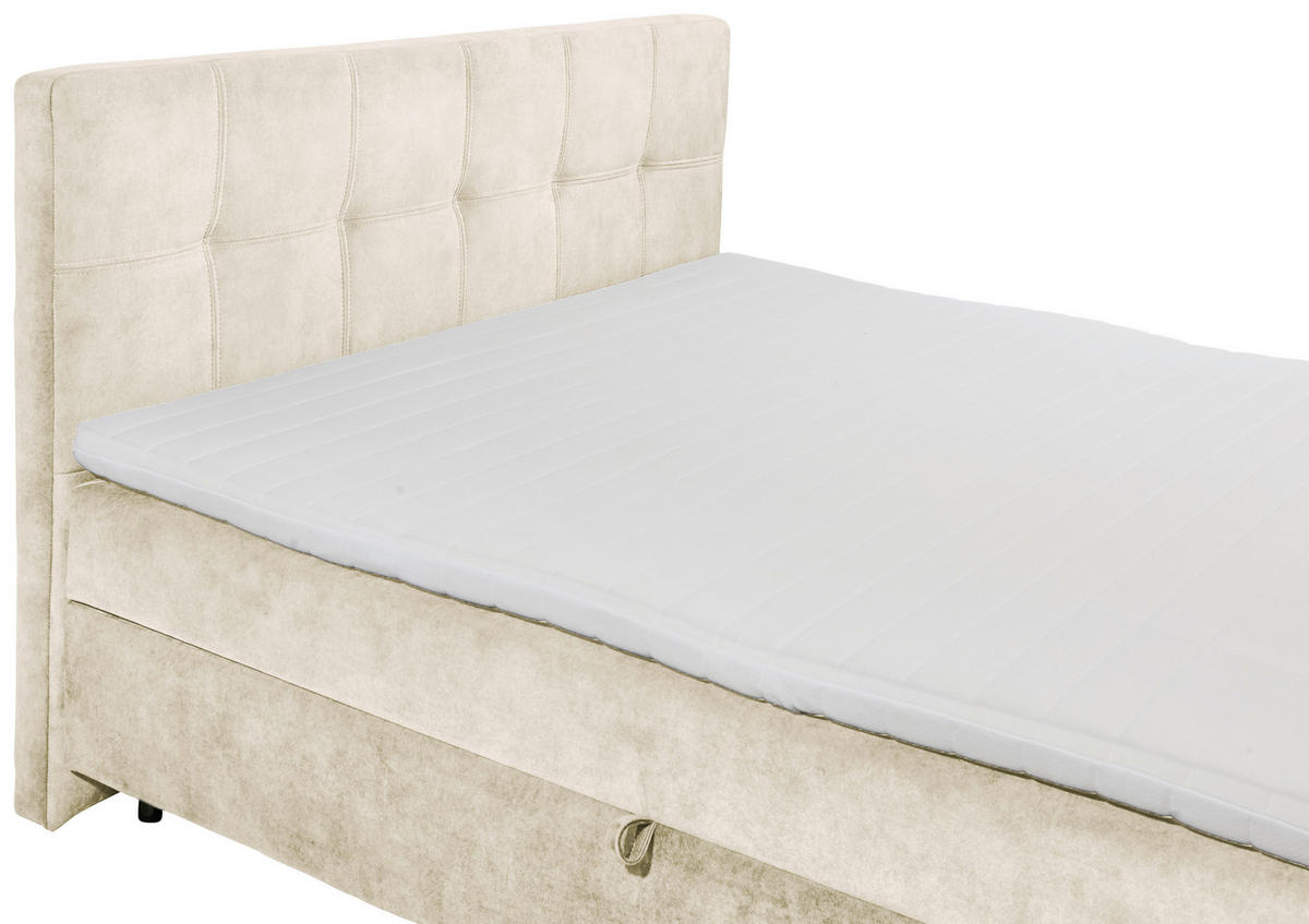 BOXBETT 160/200 cm  in Creme  - Creme/Schwarz, Modern, Holzwerkstoff/Kunststoff (160/200cm) - MID.YOU