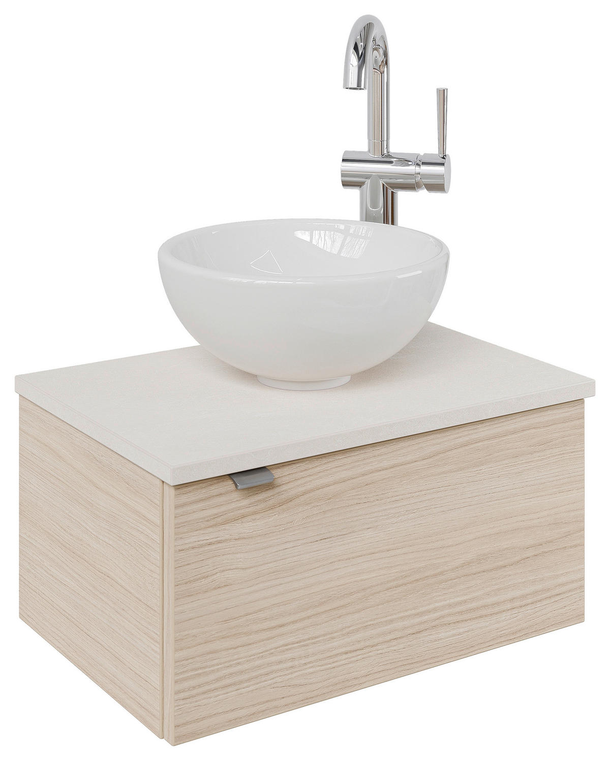 WASCHTISCHKOMBI 50 cm  - Edelstahlfarben/Eichefarben, Design, Keramik/Holzwerkstoff (50cm) - Sadena